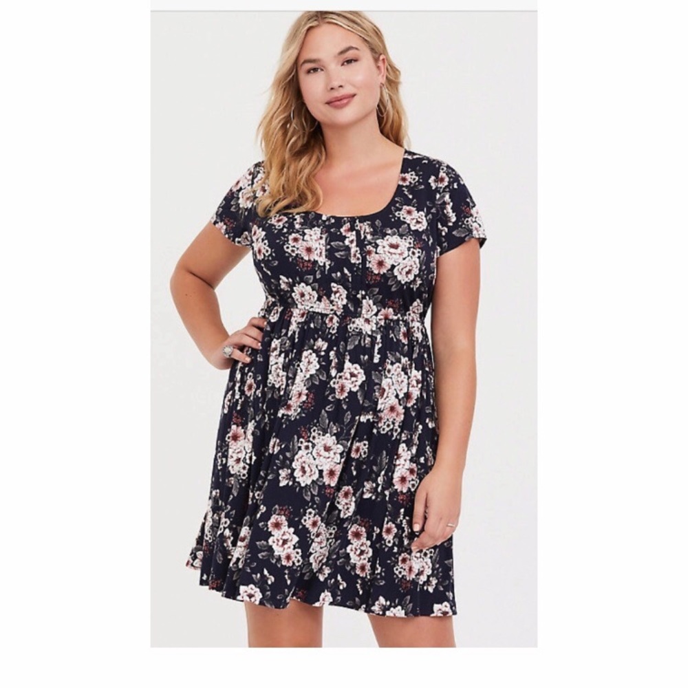 Torrid Navy Floral Skater Dress